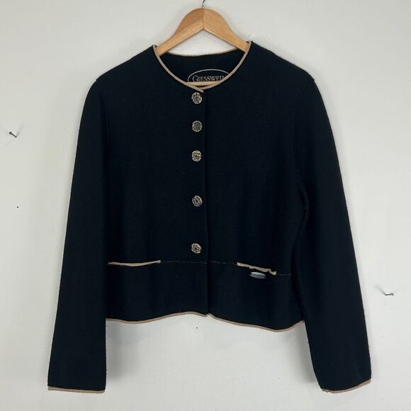 Vintage Geisswein Black Wool Boho Cropped Cardigan - Picture 5 of 8